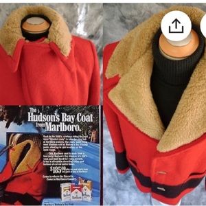 Men's HUDSON Bay Wool Coat X Marlboro MAN ~ RARE Limited Edition